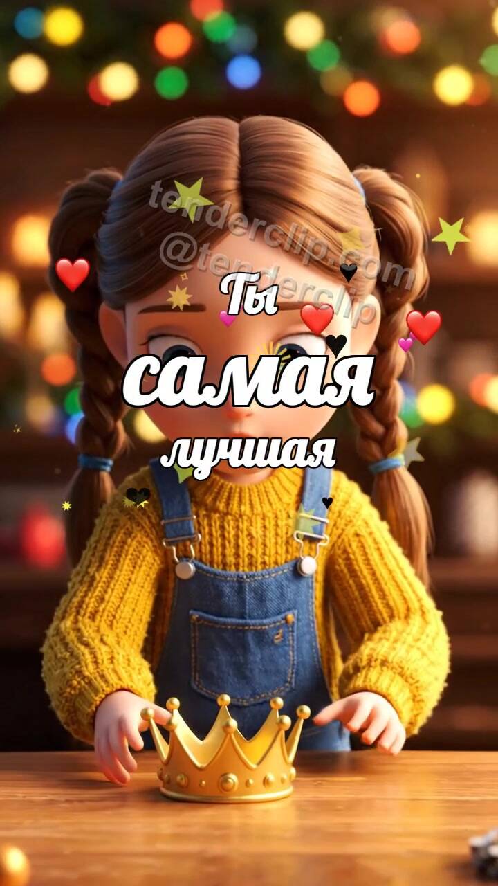 Анимационная открытка на тему Ты самая лучшая: маленькая корона подъезжает к героине