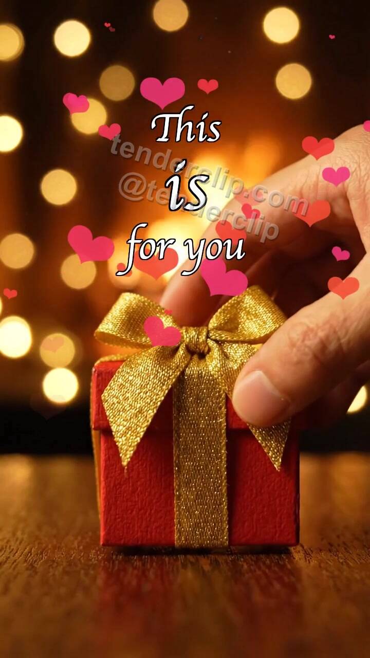 Animated greeting card about This is for you: hand places a gift for the viewer