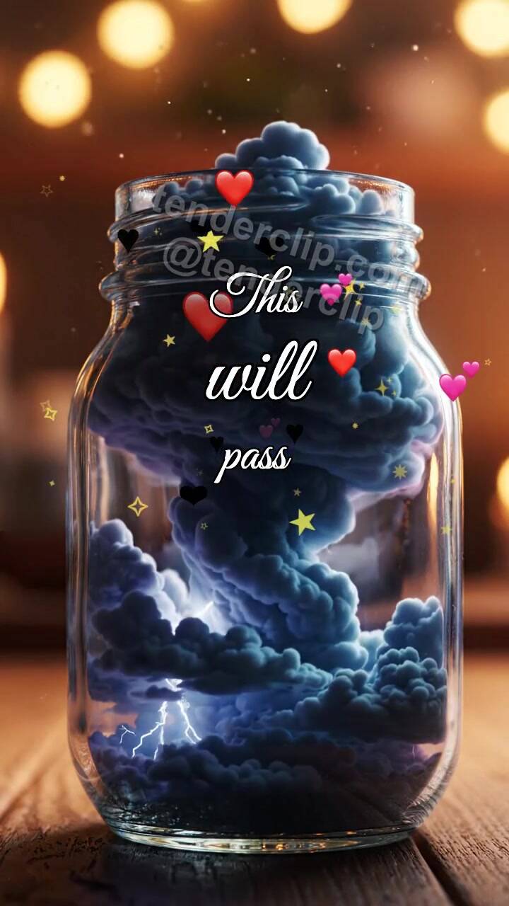 Animated greeting card about This will pass: storm in jar clears