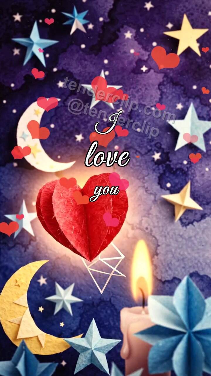 Animated greeting card about I love you: heart chooses one heart