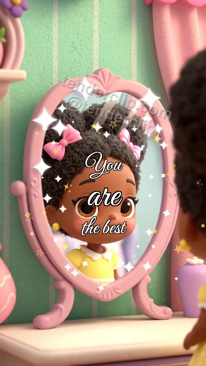 Animated greeting card about You are the best: little mirror smiles back