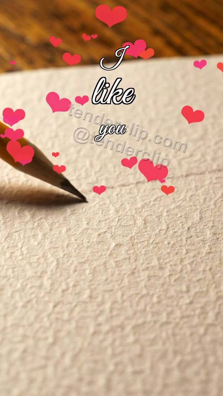 Animated greeting card about I like you: pencil draws a heart path