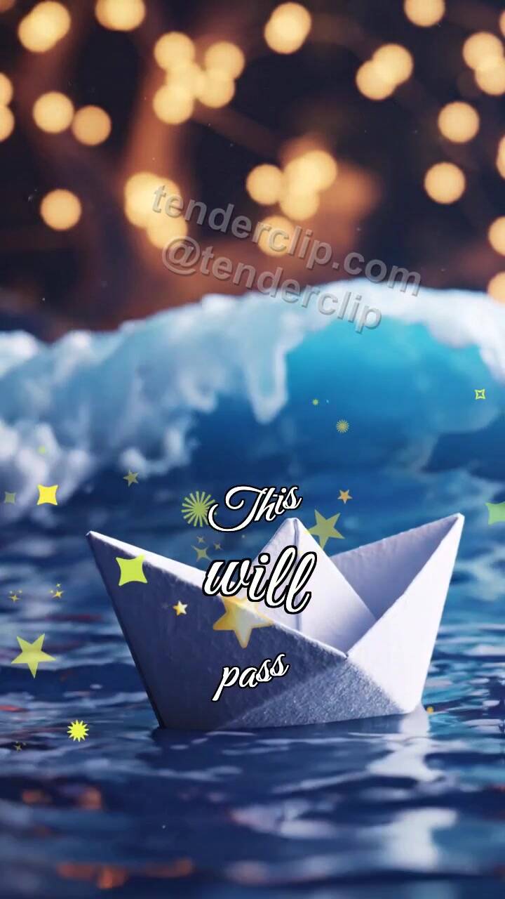 Animated greeting card about This will pass: wave becomes calm