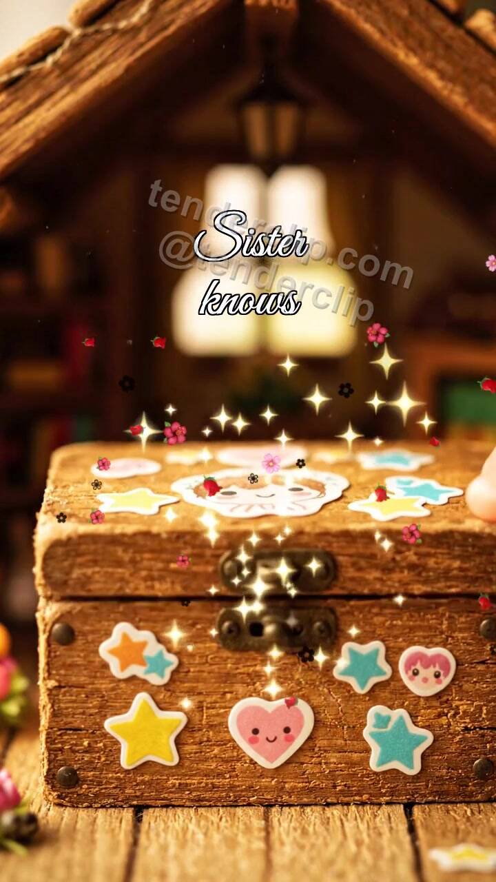 Animated greeting card about Sister knows: childhood secret box opens