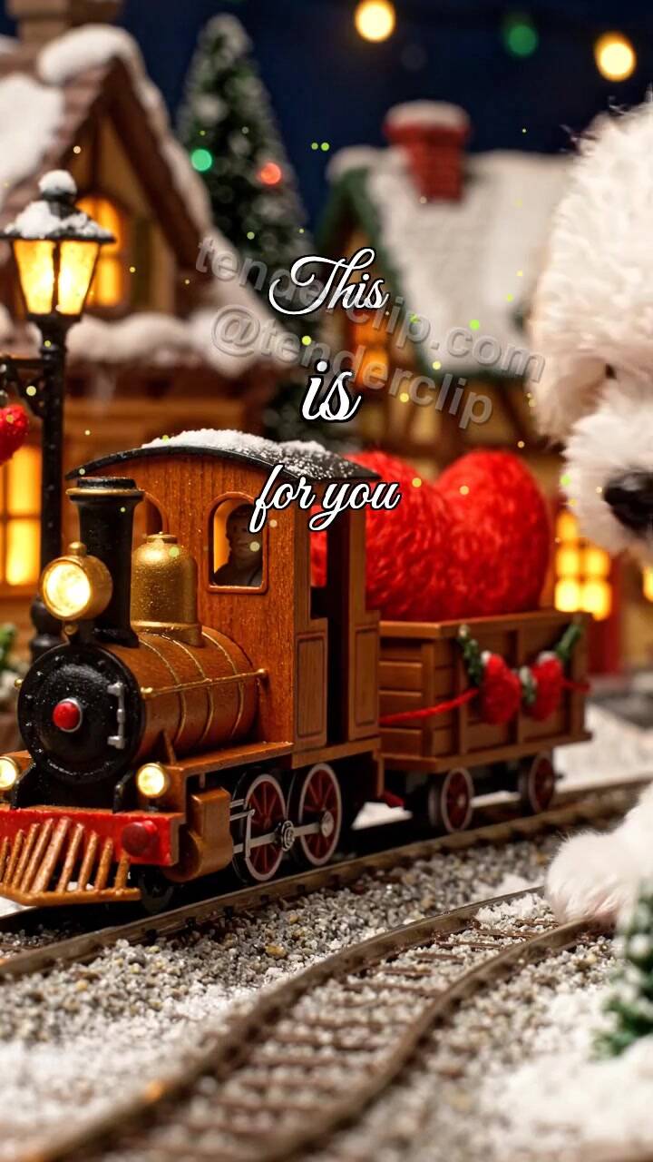 Animated greeting card about This is for you: paw nudges a heart