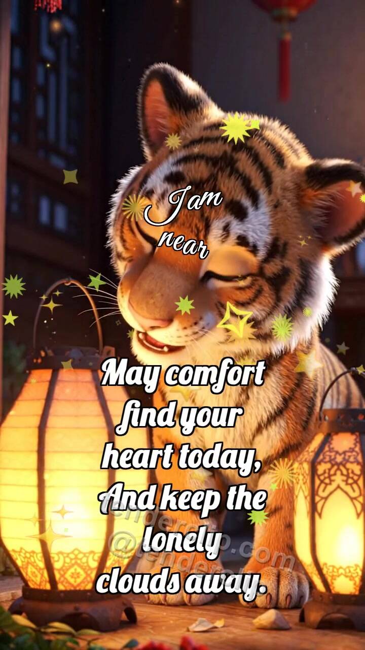 Animated greeting card about I am near: Tiger Cub Lights Second Lantern