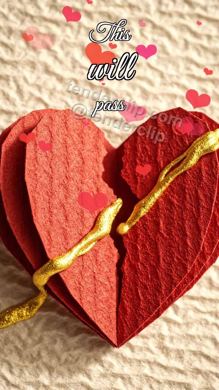 Animated greeting card about This will pass: heart gently mends