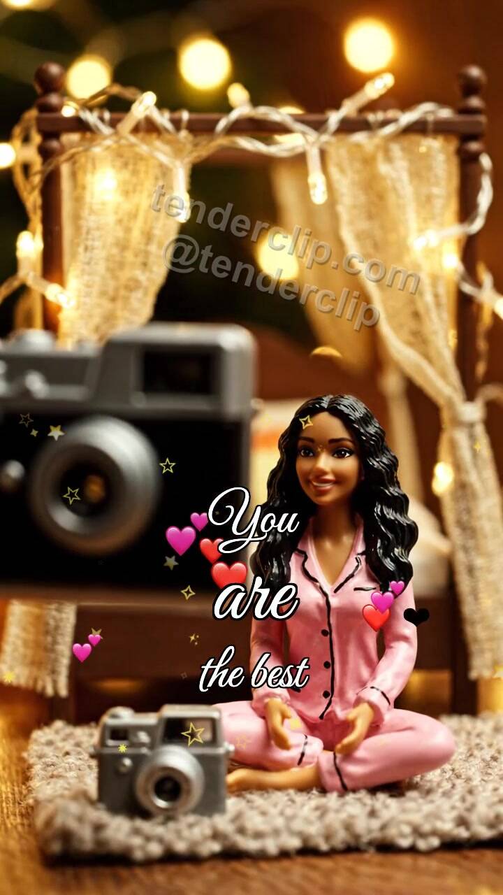 Animated greeting card about You are the best: tiny camera takes a kind photo