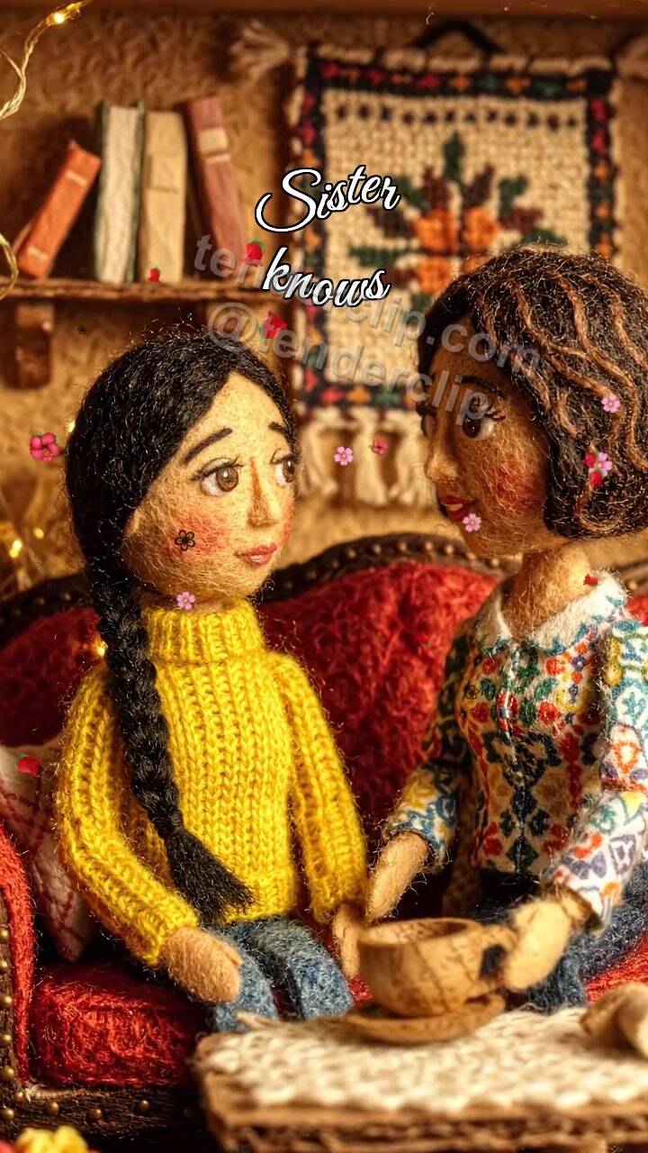 Animated greeting card about Sister knows: one glance understands everything