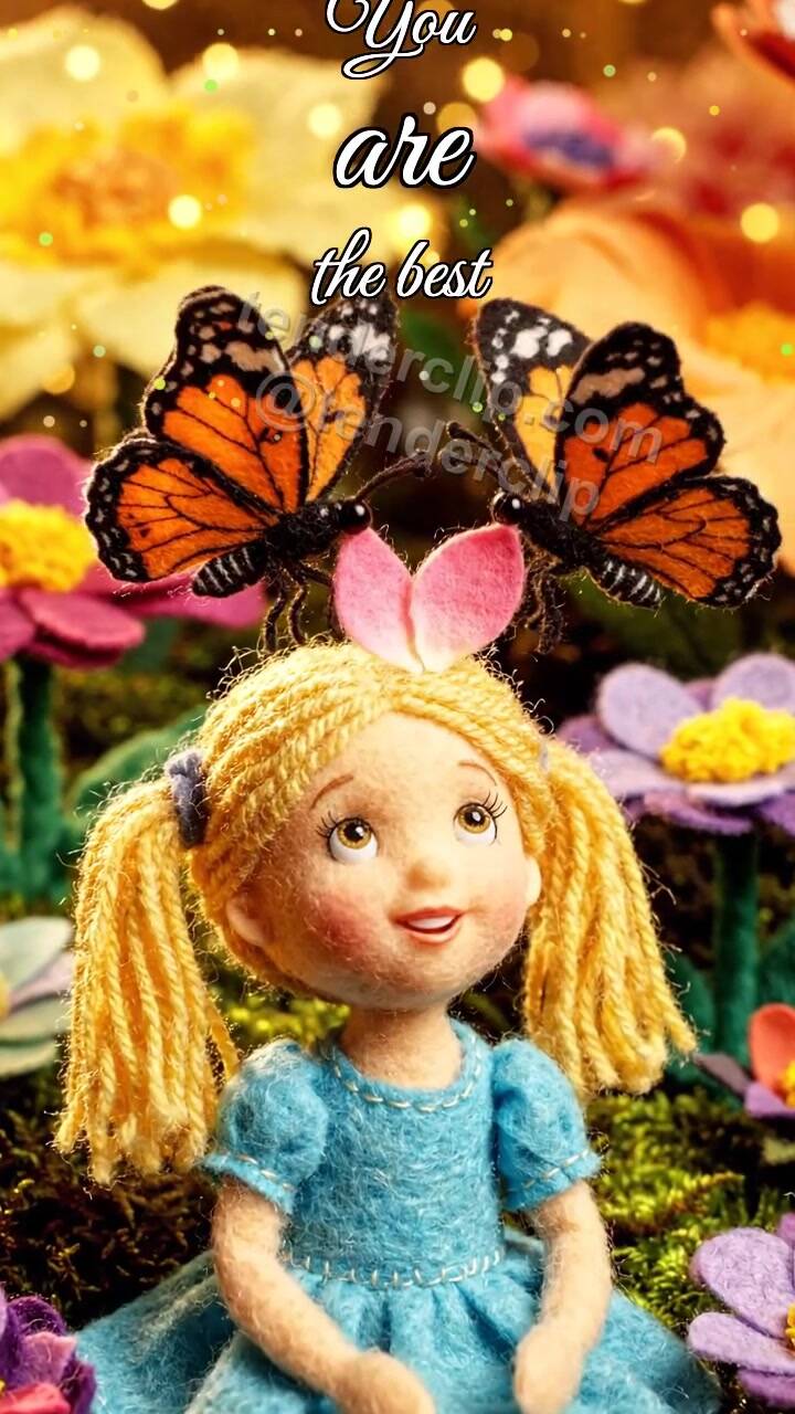 Animated greeting card about You are the best: butterflies assemble a crown