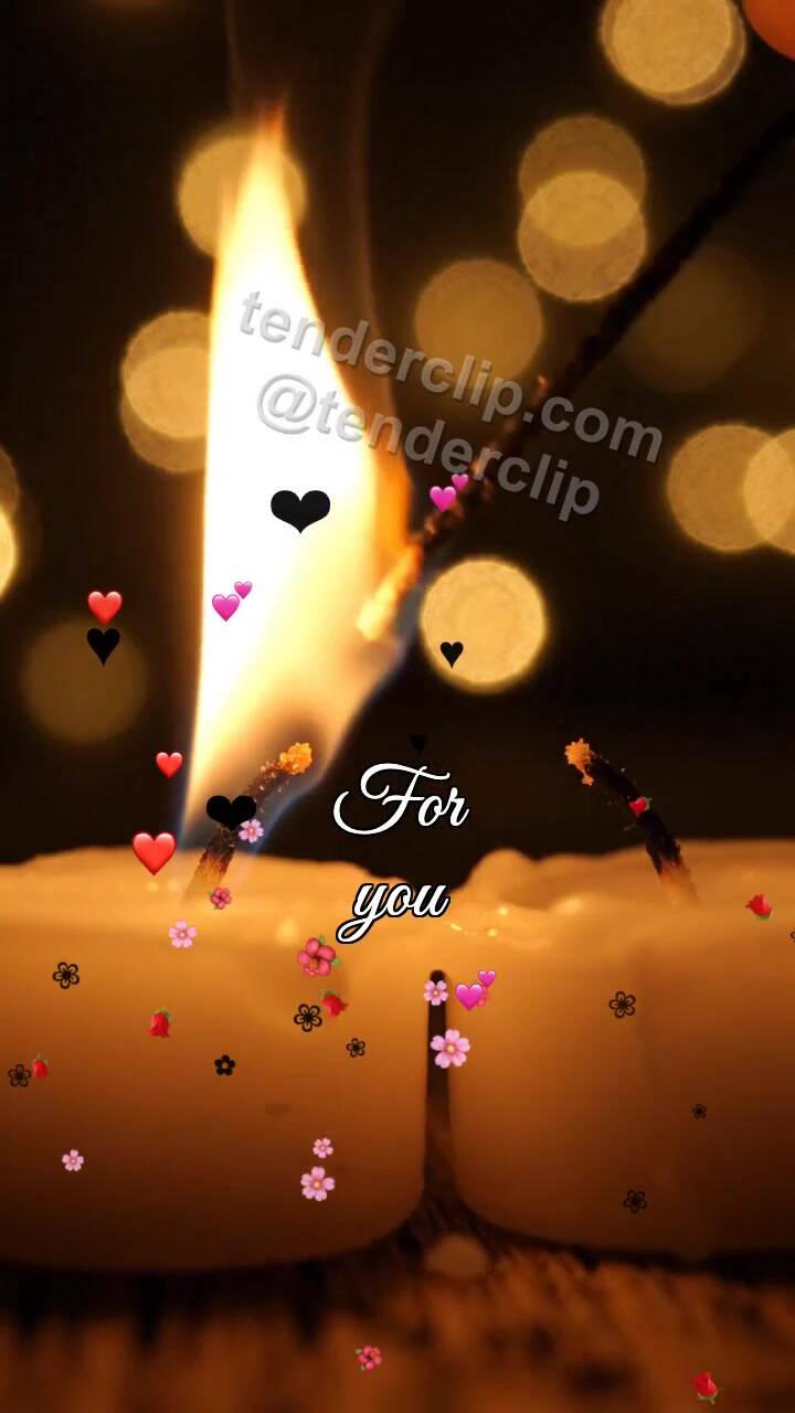 Animated greeting card about For you: candle shares a flame