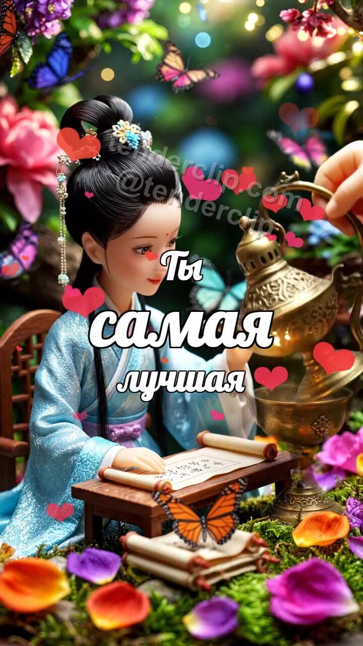 Анимационная открытка на тему Ты самая лучшая: лампа светит ярче для героини