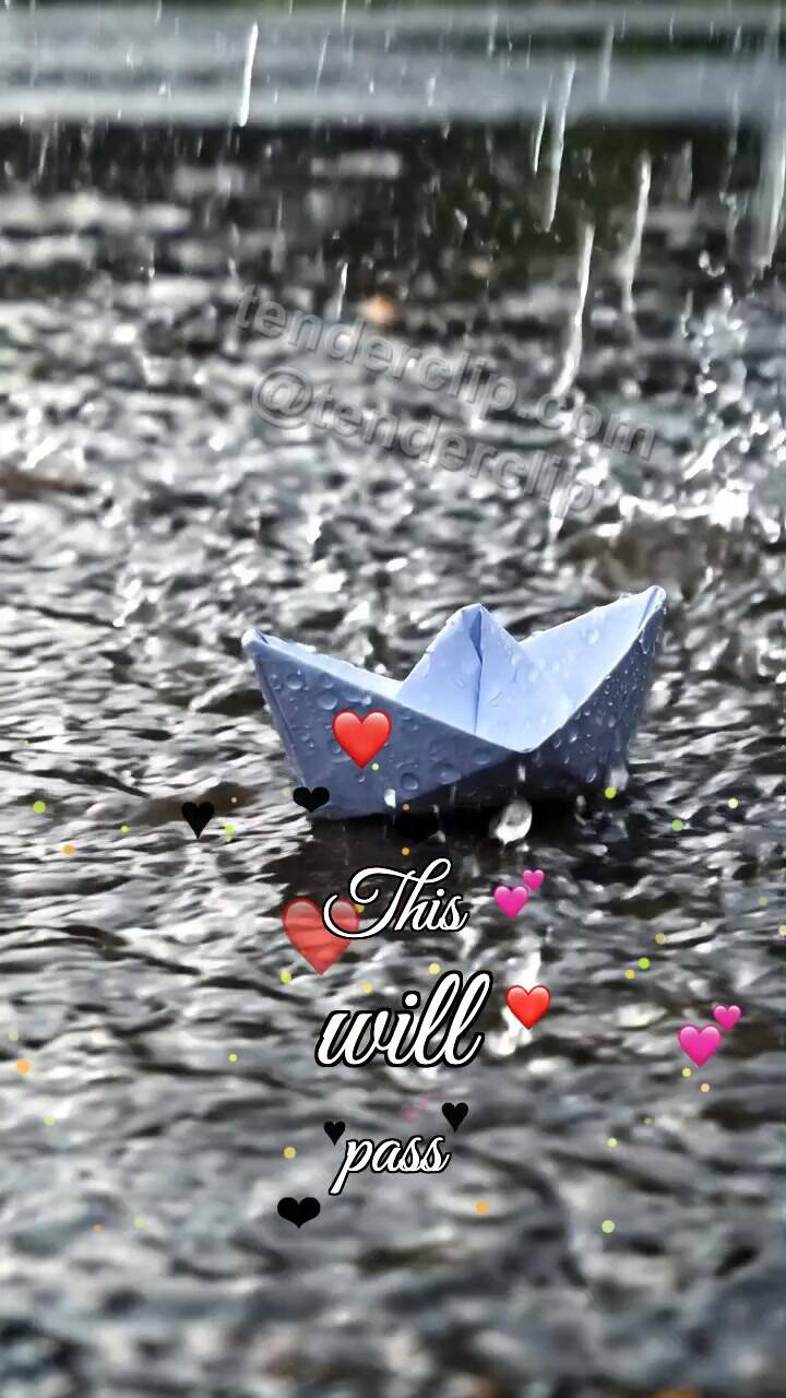 Animated greeting card about This will pass: puddle reflects sky