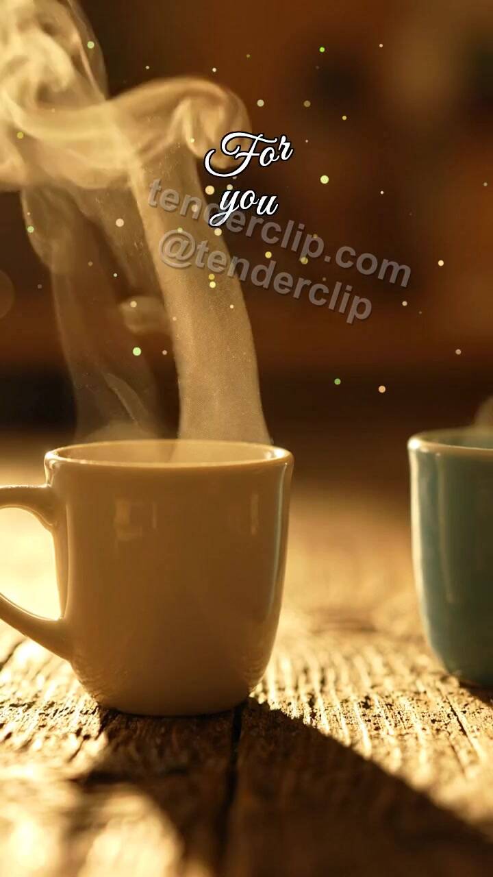 Animated greeting card about For you: two cups move closer