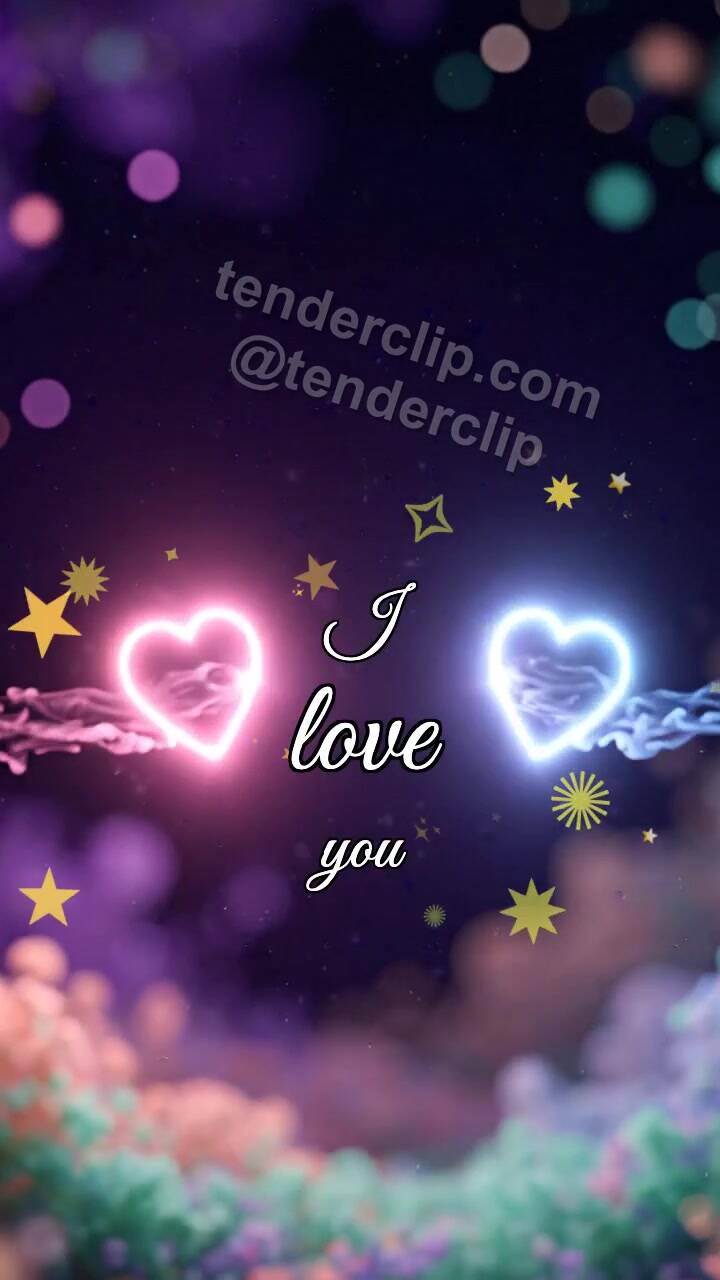 Animated greeting card about I love you: two lights glow together