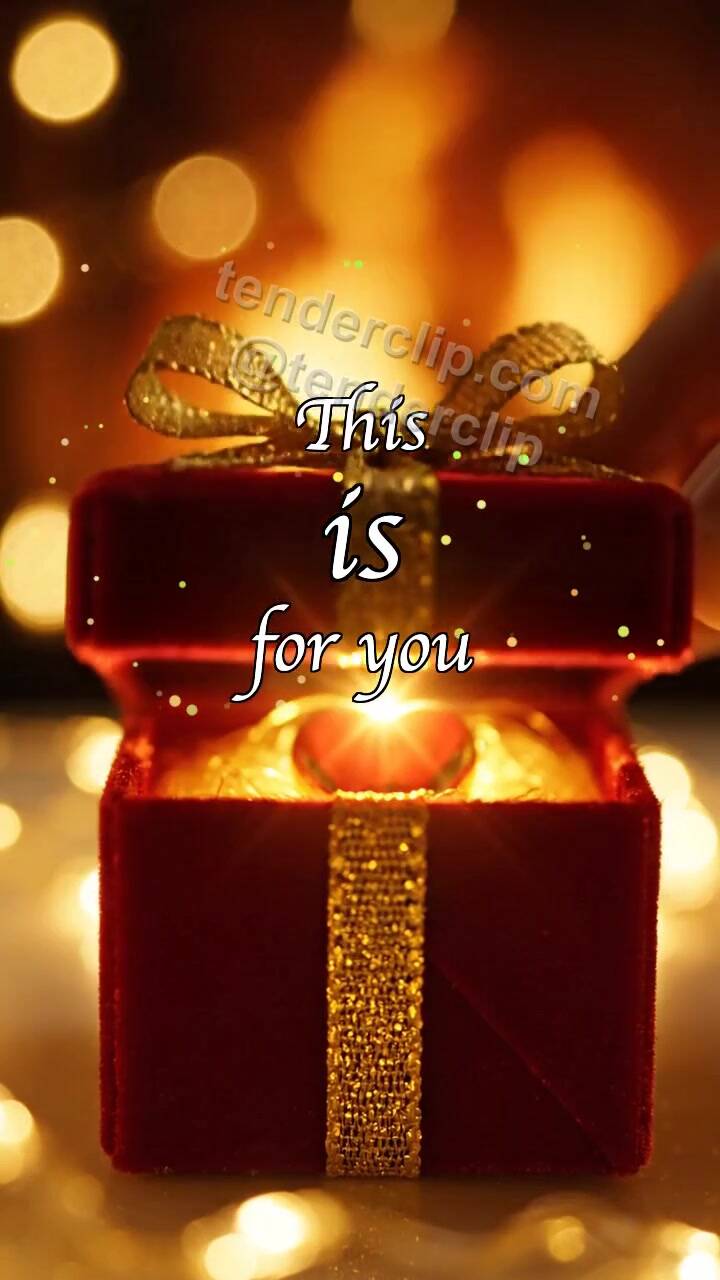Animated greeting card about This is for you: present unfolds before viewer