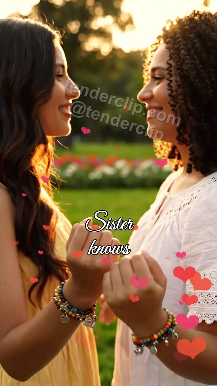 Animated greeting card about Sister knows: sister figures hug