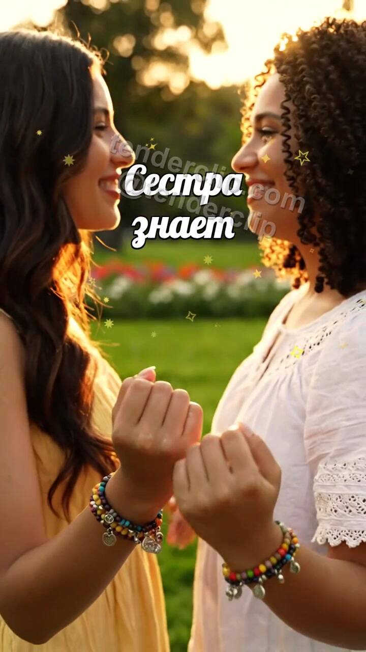 Анимационная открытка на тему Сестра знает: две сестринские фигурки обнимаются