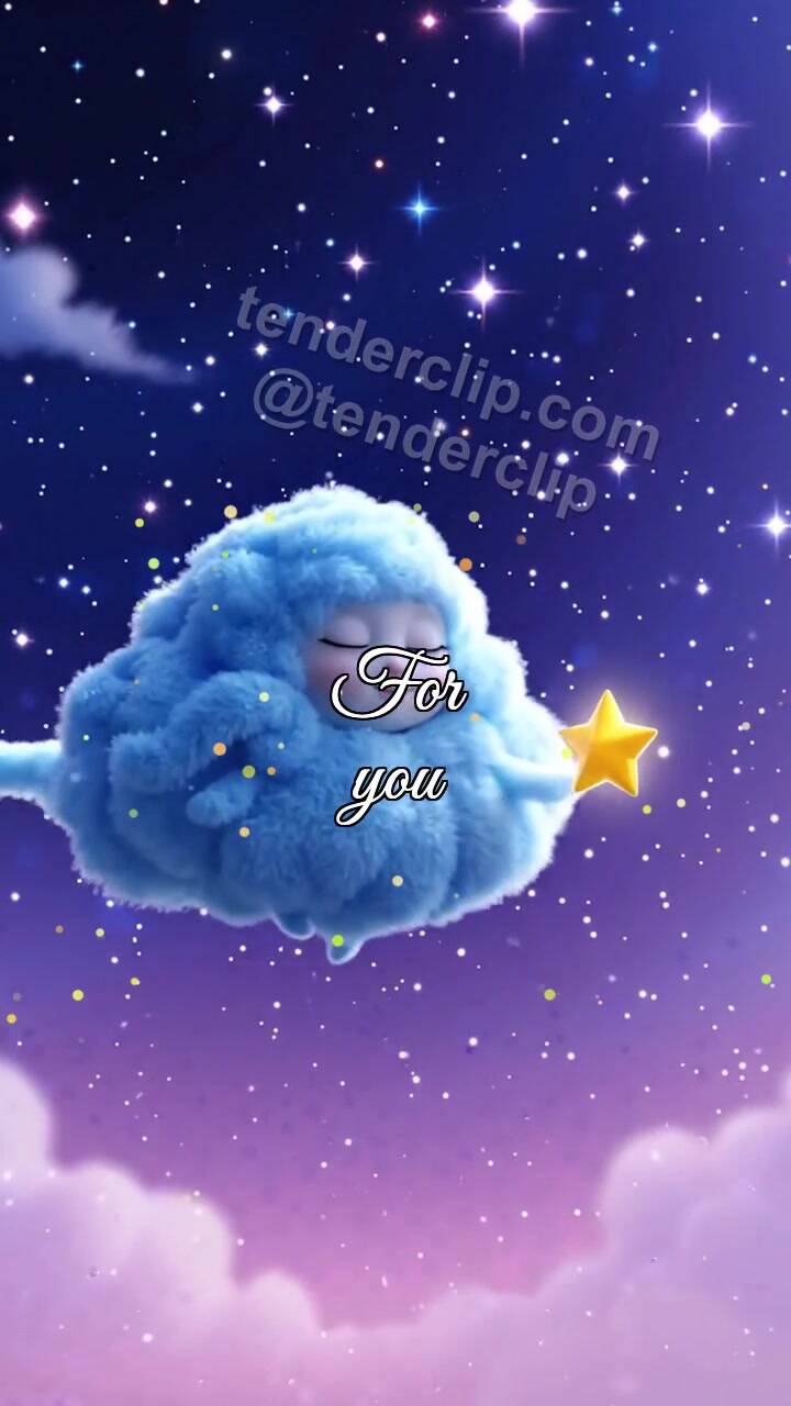 Animated greeting card about For you: sleepy cloud carries a star