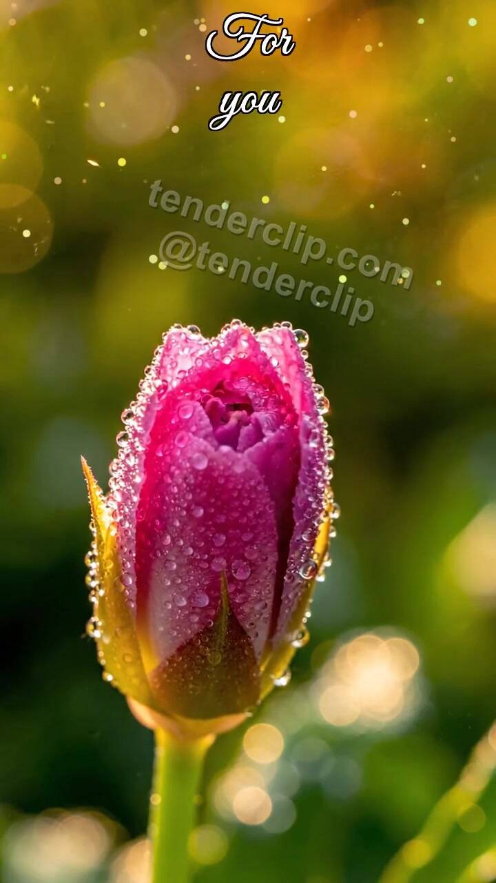 Animated greeting card about For you: flower bud opens