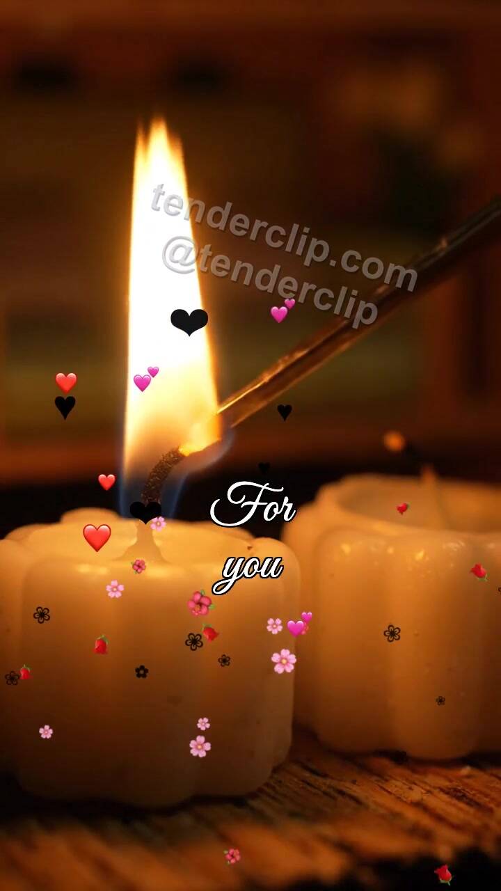 Animated greeting card about For you: candle shares a flame