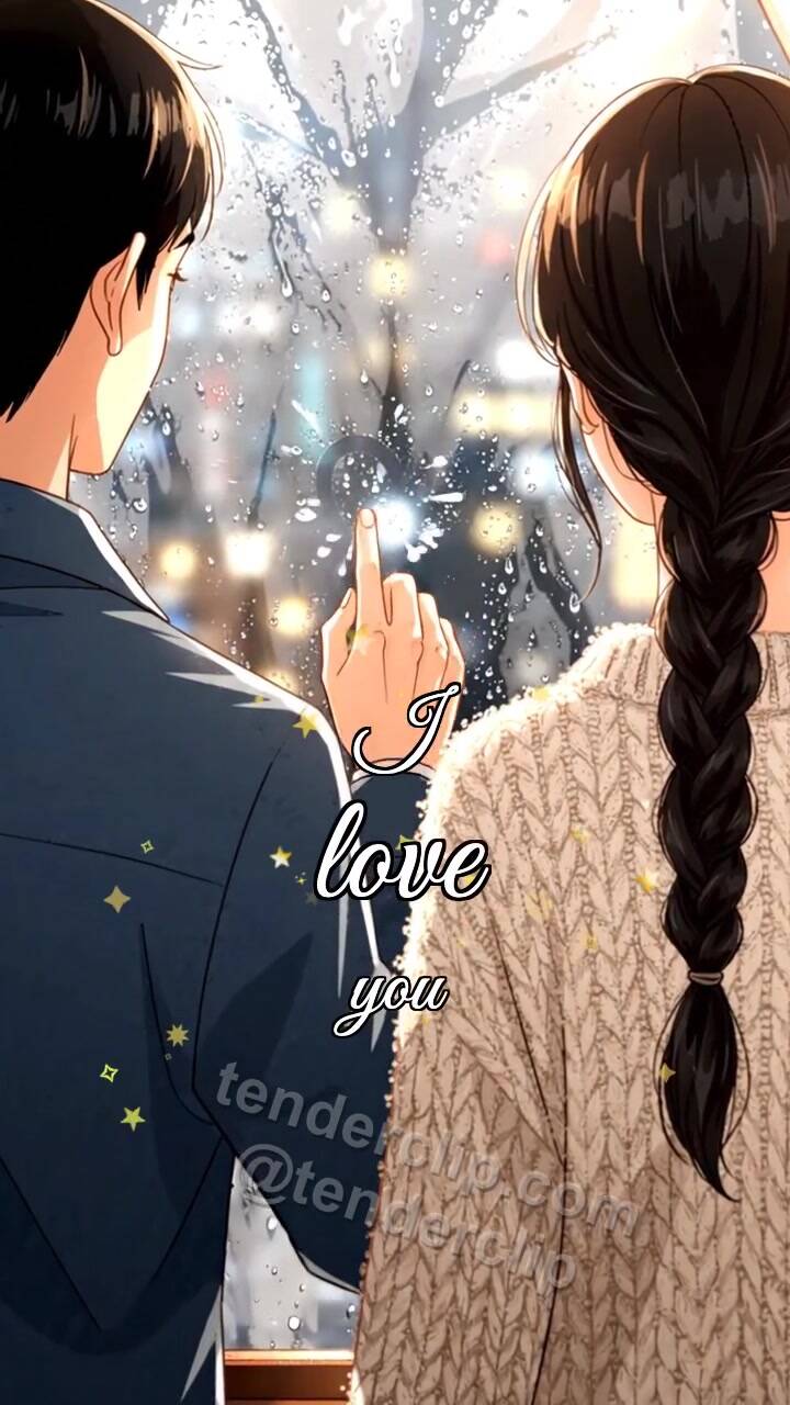 Animated greeting card about I love you: heart appears on a fogged window