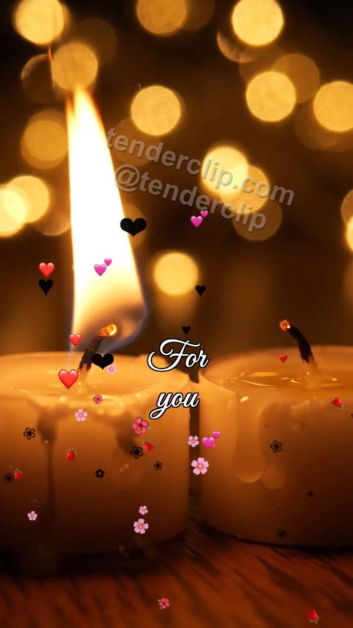 Animated greeting card about For you: candle shares a flame