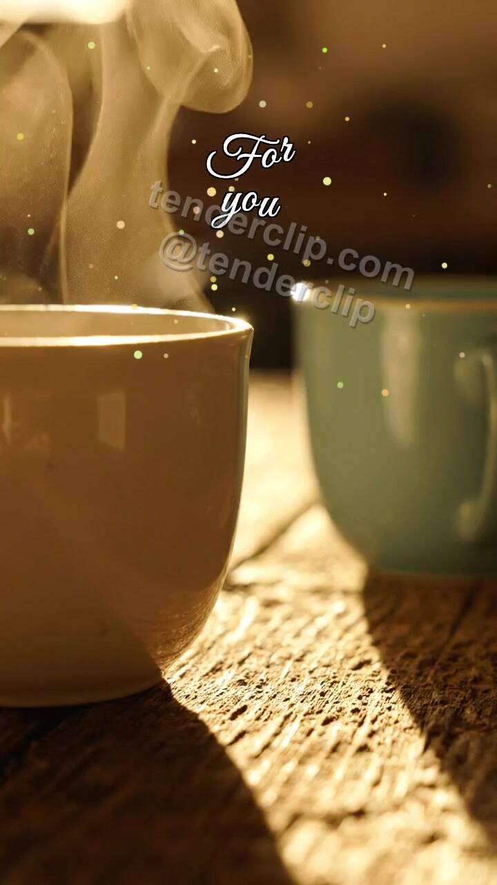Animated greeting card about For you: two cups move closer