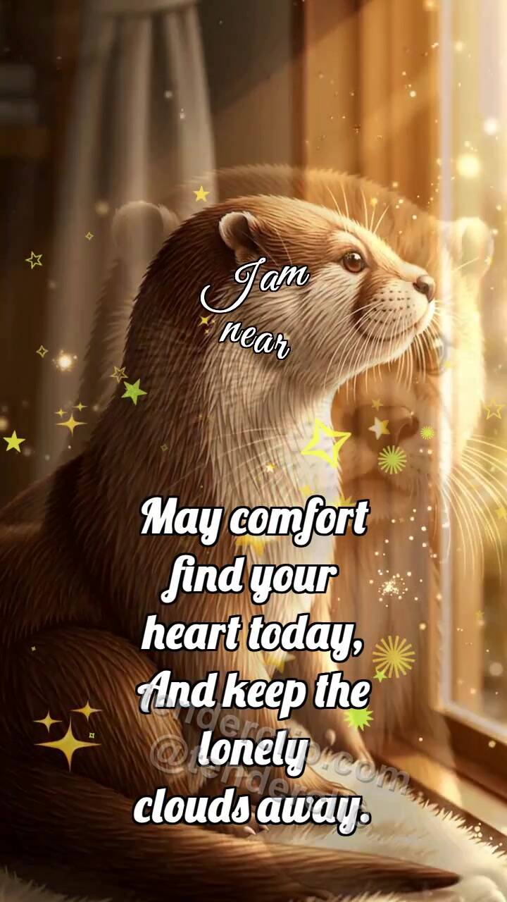 Animated greeting card about I am near: Otter By Warm Window
