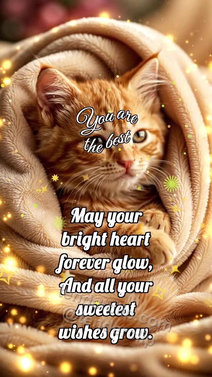 Animated greeting card about You are the best: Kitten Under Blanket
