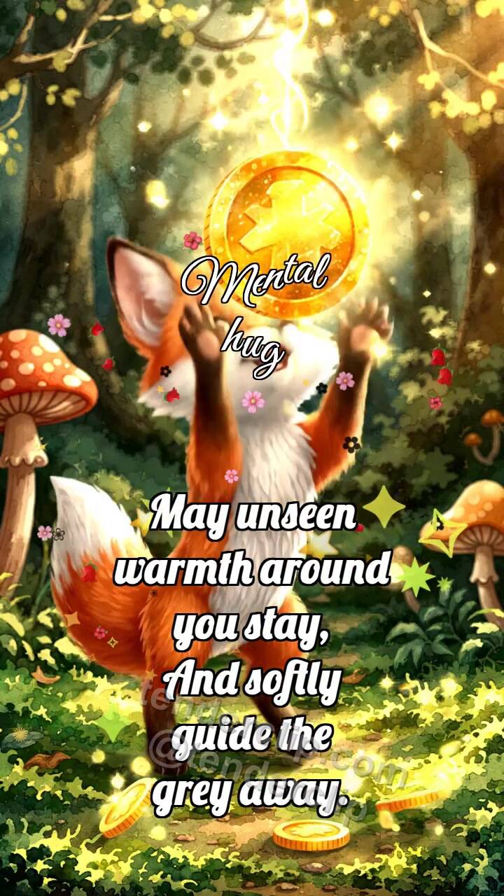 Animated greeting card about Mental hug: Fox Cub Catches Luck