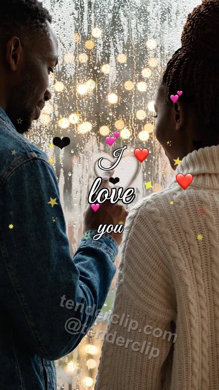 Animated greeting card about I love you: heart appears on a fogged window