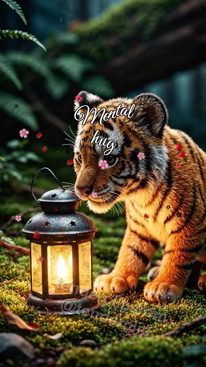 Animated greeting card about Mental hug: Tiger Cub Lights Second Lantern