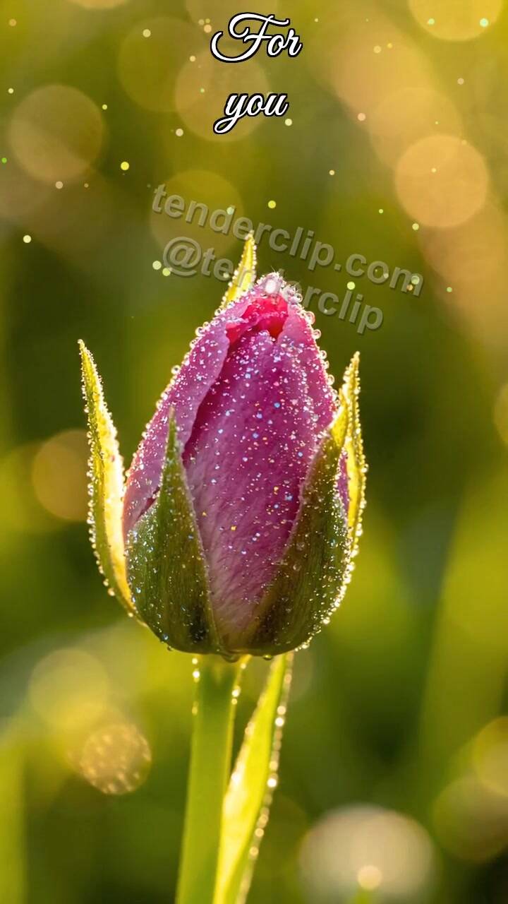 Animated greeting card about For you: flower bud opens