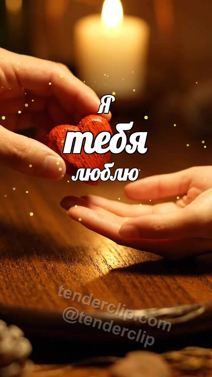 Анимационная открытка на тему Я тебя люблю: две ладони держат сердце