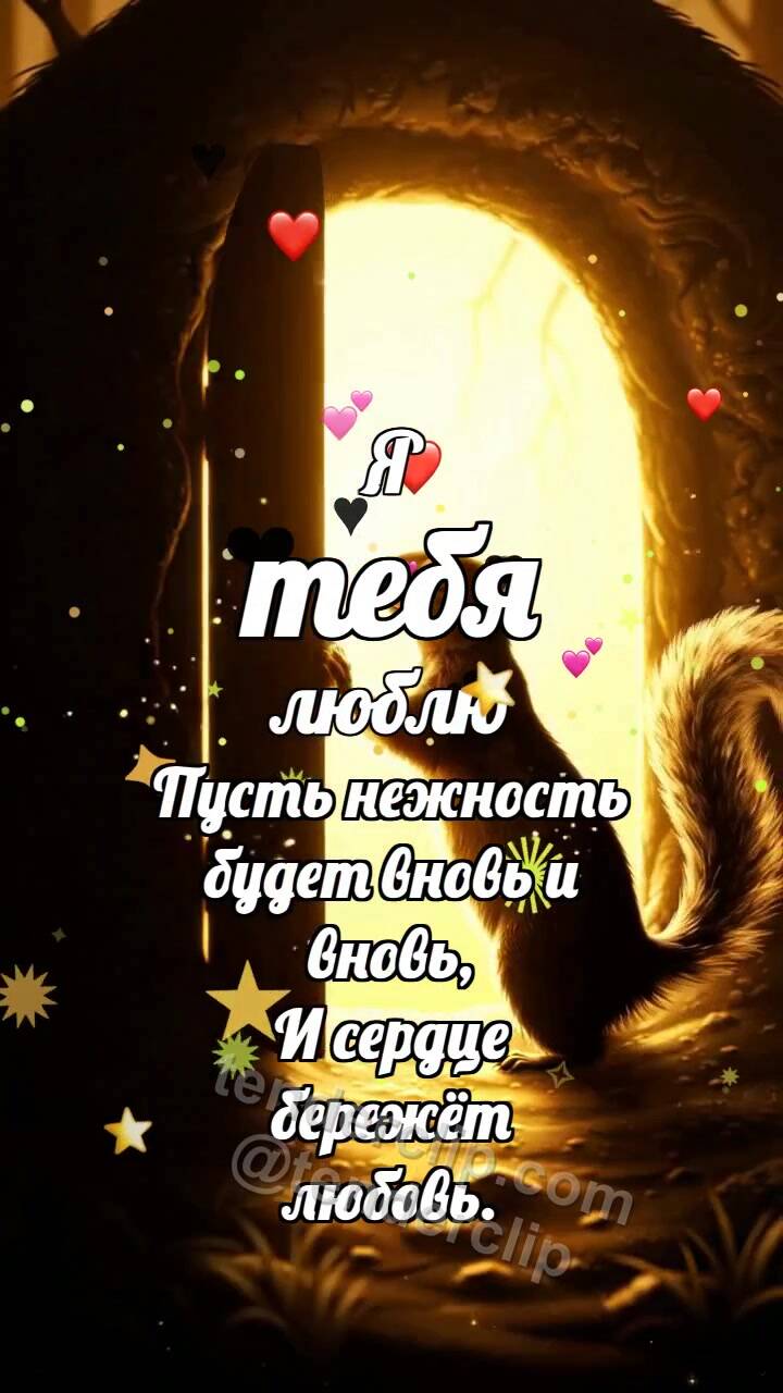 Анимационная открытка на тему Я тебя люблю: Белочка открывает шанс