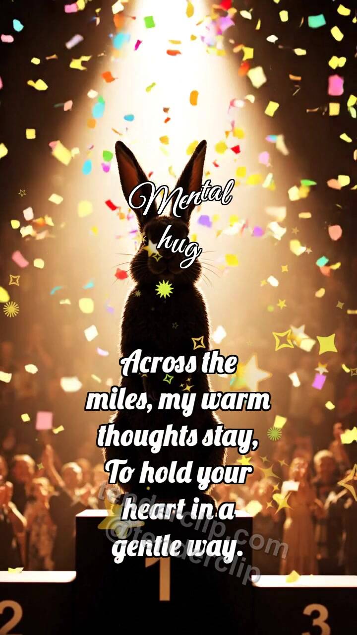 Animated greeting card about Mental hug: Bunny On Top