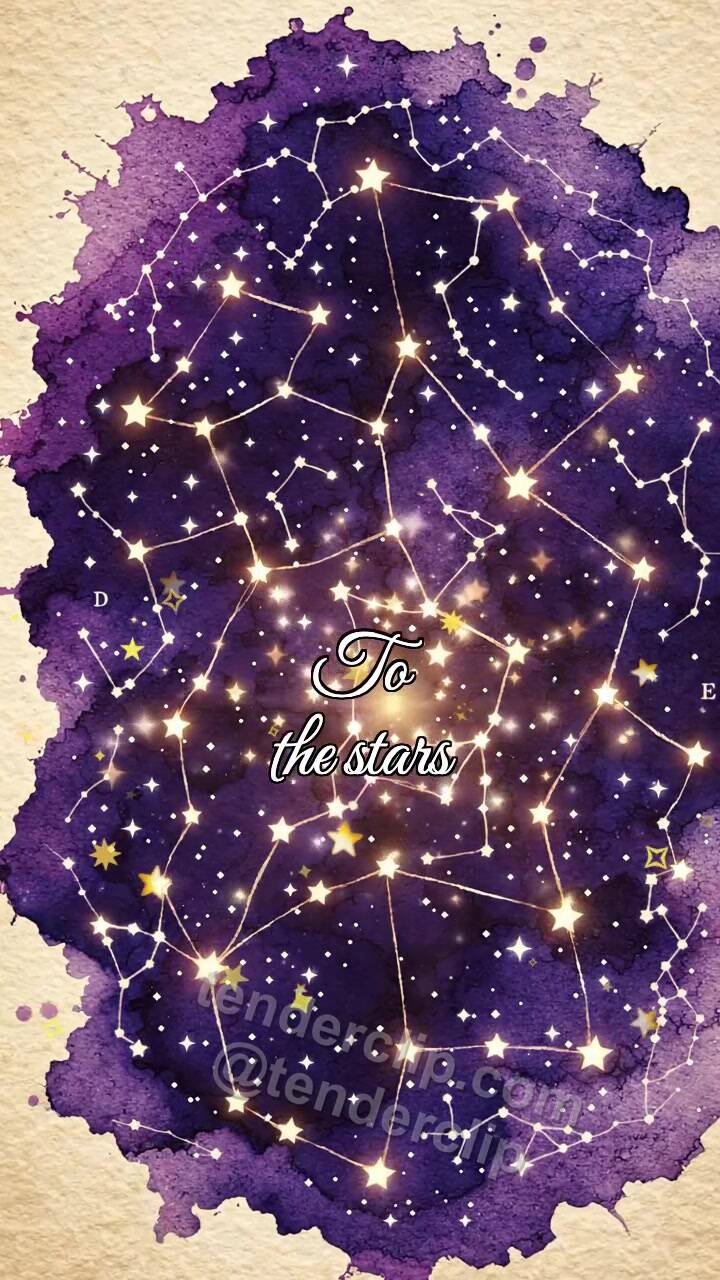 Animated greeting card about To the stars: star map lights up