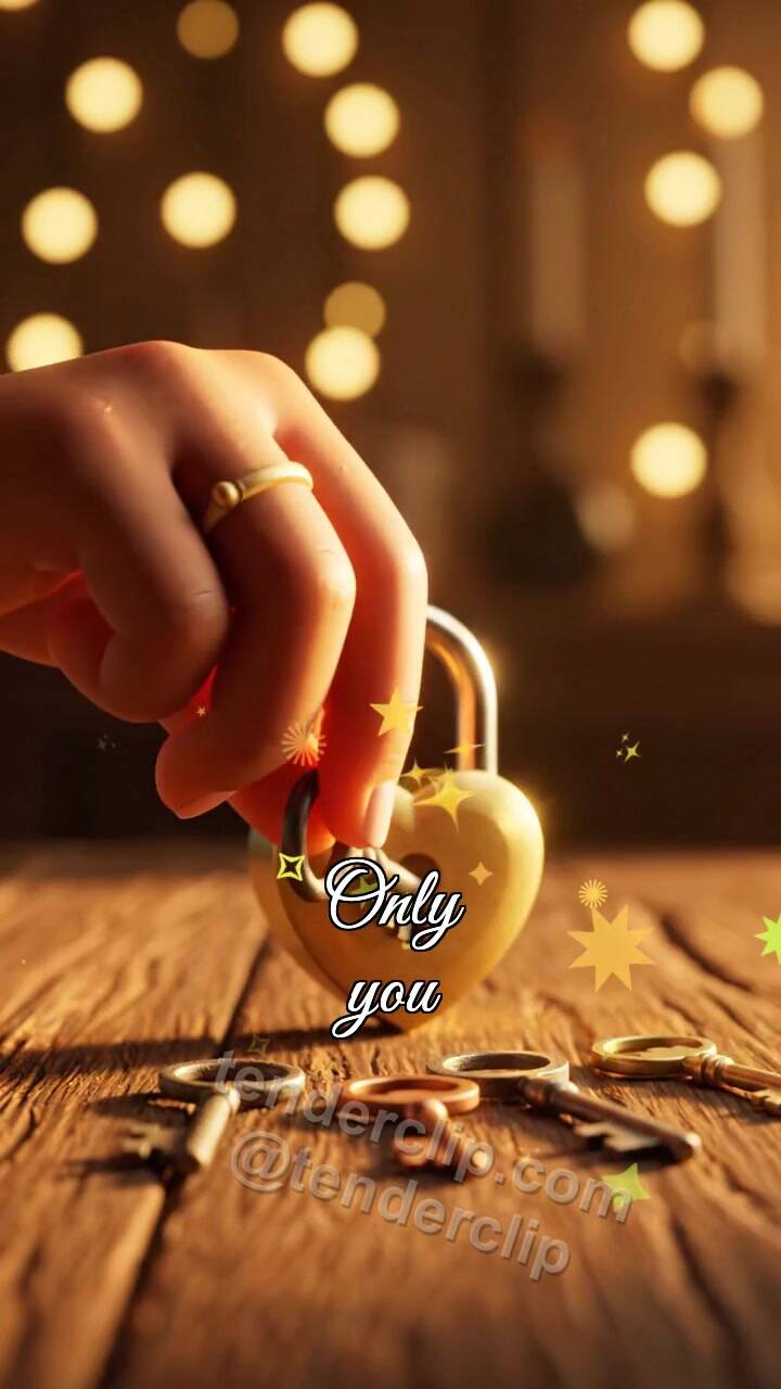 Animated greeting card about Only you: one key opens the lock