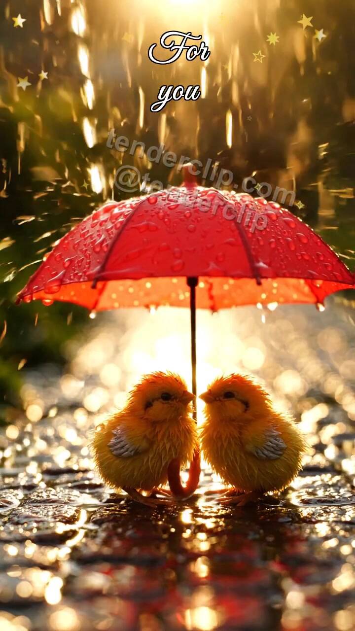 Animated greeting card about For you: umbrella shelters two