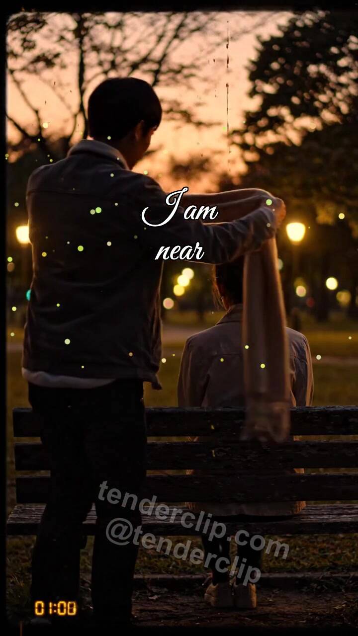 Animated greeting card about I am near: man wraps a scarf around shoulders