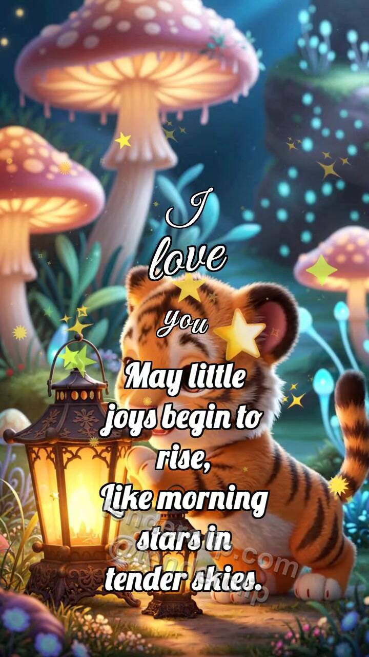 Animated greeting card about I love you: Tiger Cub Lights Second Lantern
