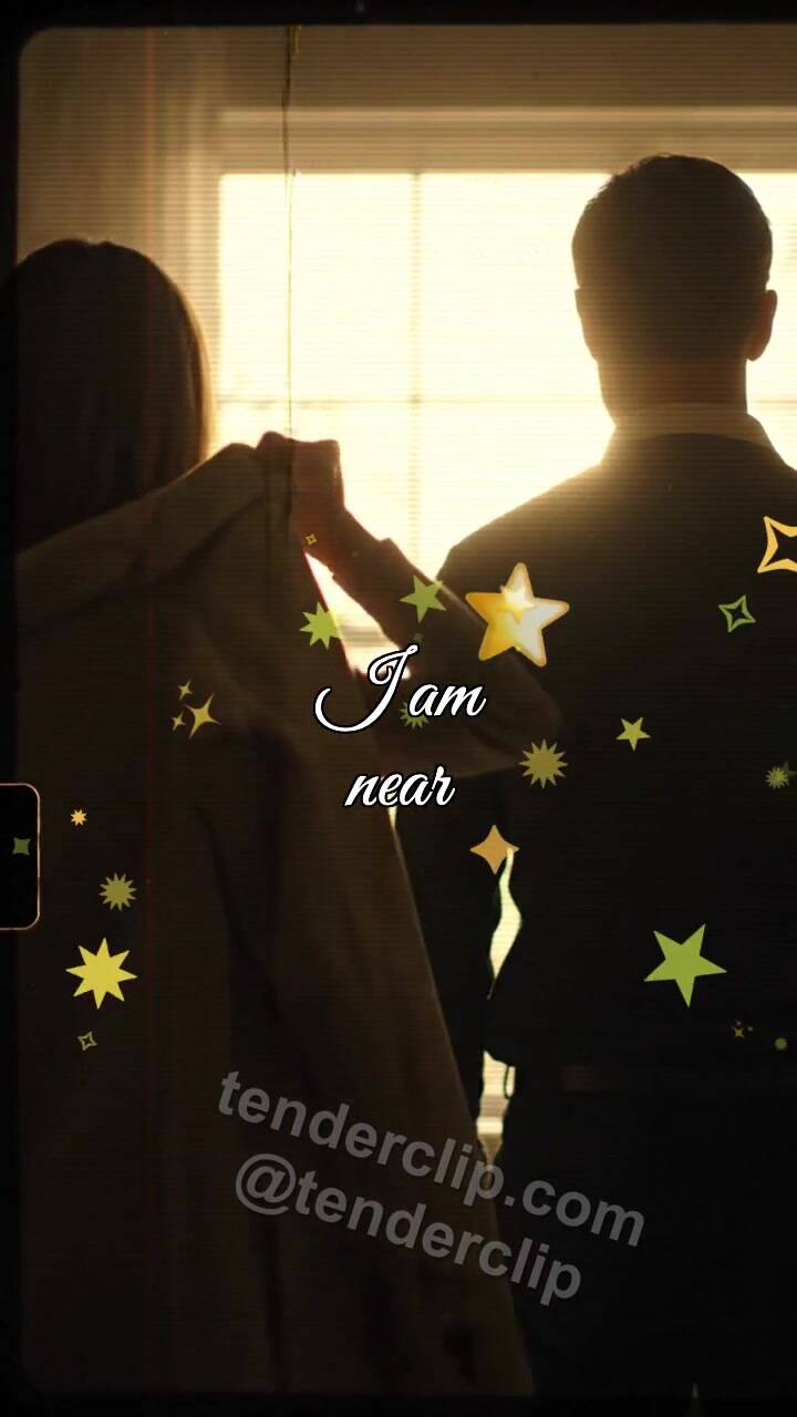 Animated greeting card about I am near: woman places a coat over shoulders