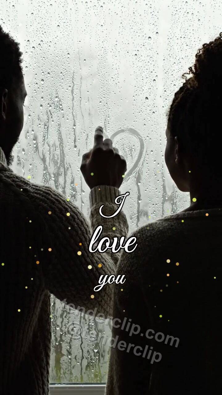 Animated greeting card about I love you: heart appears on a fogged window