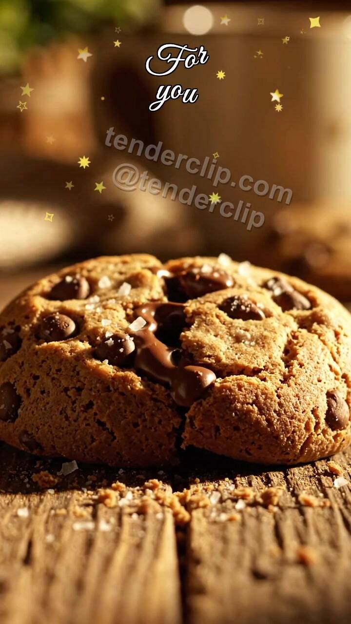 Animated greeting card about For you: cookie shares a half