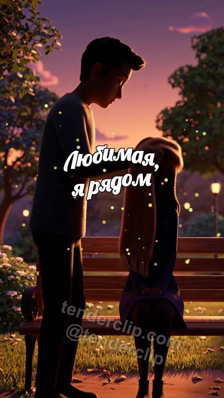 Анимационная открытка на тему Любимая, я рядом: мужчина укрывает плечи шарфом
