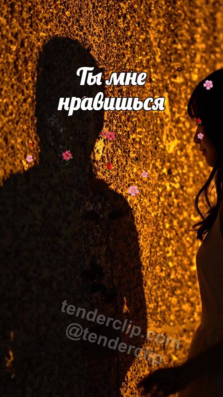 Анимационная открытка на тему Ты мне нравишься: тень мужчины дарит цветок женщине