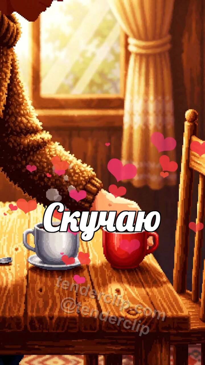 Анимационная открытка на тему Скучаю: вторая чашка ждёт на столе