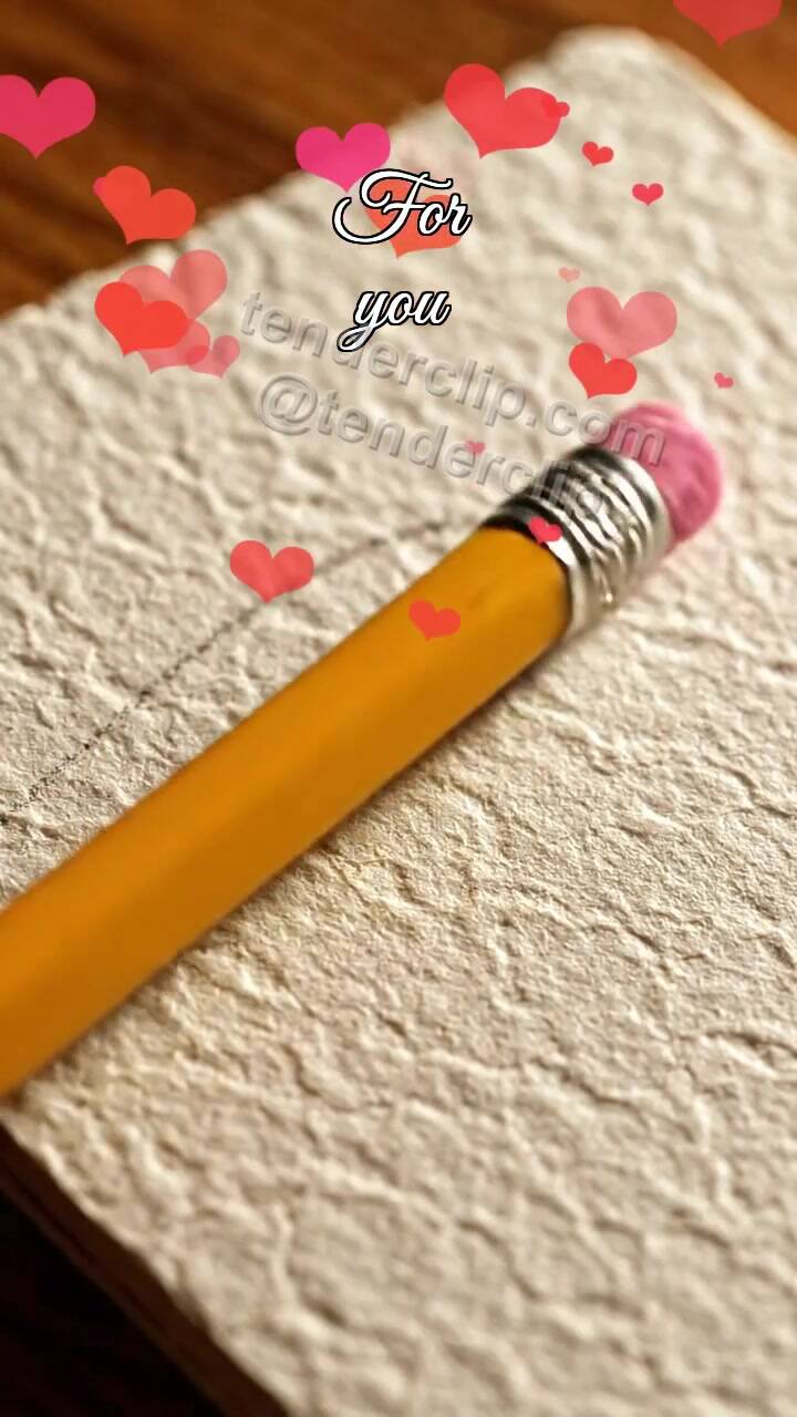Animated greeting card about For you: pencil draws a heart path