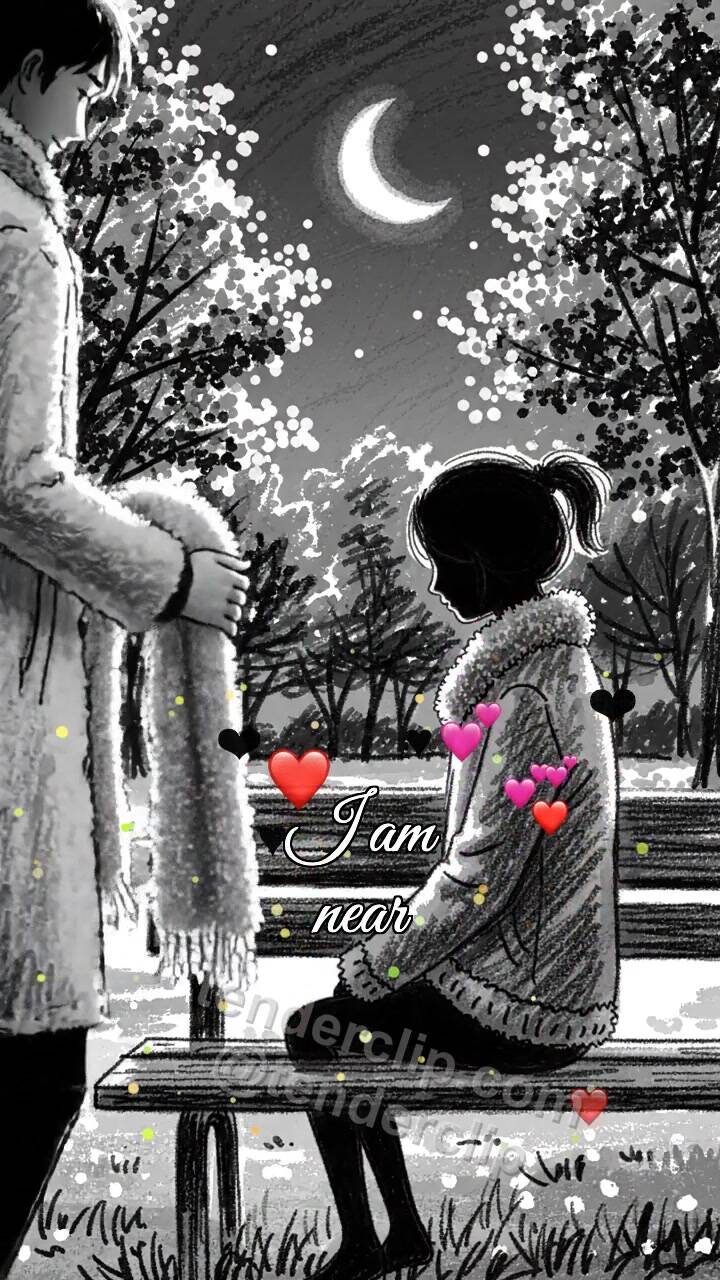 Animated greeting card about I am near: man wraps a scarf around shoulders